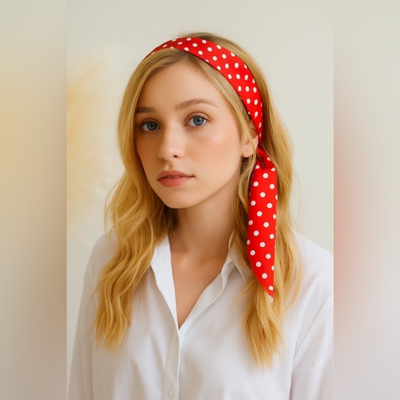 Red & White Baroque Print Versatile Women’s Scarf - Picture 5 of 6